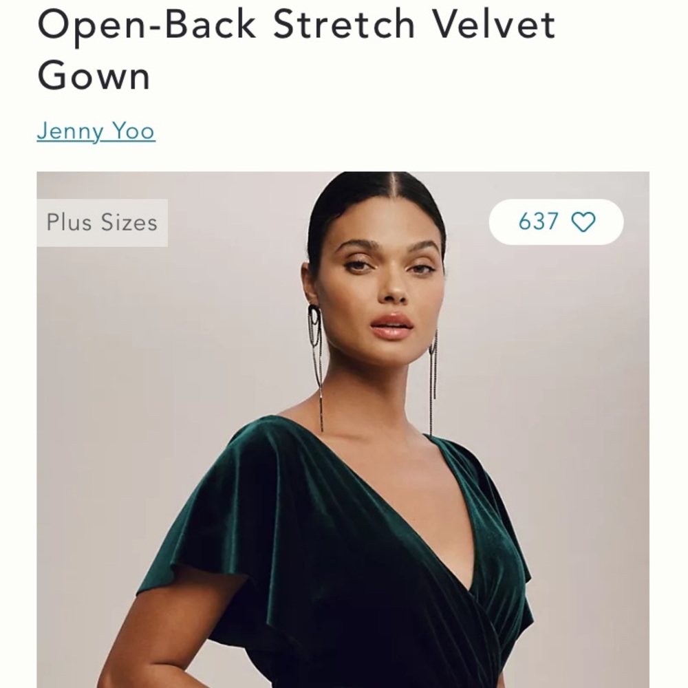 Jenny Yoo Ellis Flutter-Sleeve Open-Back Stretch Velvet Gown - Dark Emerald